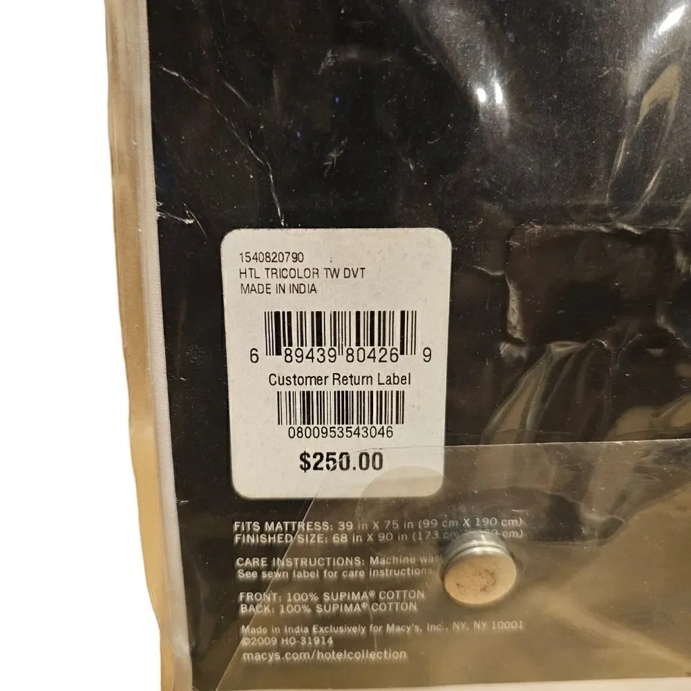 HOTEL COLLECTION Tri-Color Twin Comforter Cover‎ & Bedskirt - NEW